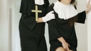 Minister and three nuns roughly fuck young innocent newcomer