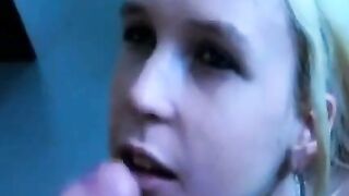 Hungarian Blonde Amateur Blowjob in the Workshop