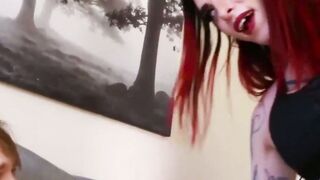 Inked TS pornstar Chelsea Marie ass drilled and cum sprayed