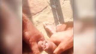 Outdoor Amateur Handjob and Docking Session