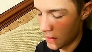 Cute gay TY Frost tickles his balls with feet and jerks off