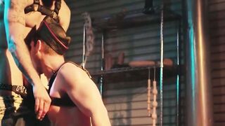 Submissive Devin Franco double stuffed on hot BDSM threesome
