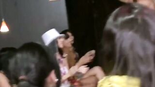 Busty chicks swallowing strippers cock at bachelorette party