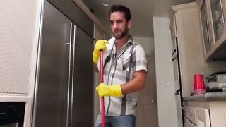Brunette skank Demi Lowe fucks with her help in the kitchen