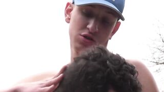 Euro twink cock sucked and handjob in the countryside