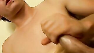 Cute twink with gorgeous toes Slip stroking his big fat cock
