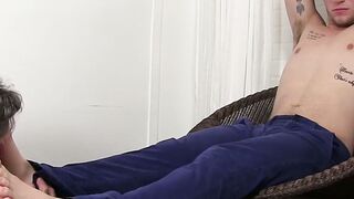 Sexy and hadsome jock Logan gets passionate feet licking