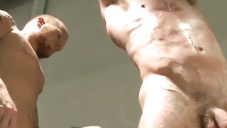 Handsome hunk dominated and jerked off by naughty jock