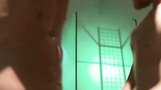 Gorgeous submissive gay tied up and doused in a warm jizz