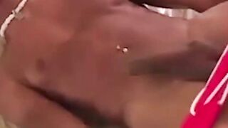Real black amateur teases with his body and jerks off solo