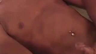 Real black amateur teases with his body and jerks off solo