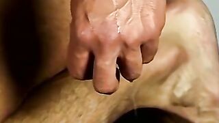 Piss fetish stud rimmed and fucked hard after dildo play