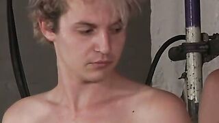 Cum milked out of submissive and tied up little twink
