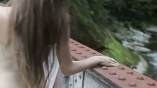 Tall lass naked in the outdoors seduces you with her hips