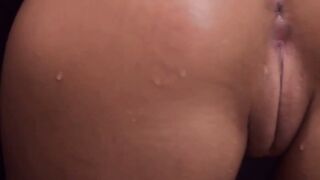 Seductress strips and then rubs her puss in the shower a bit