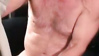Stunning mature hunk masturbates his big rock hard cock