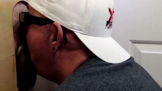 He really loves blowing that glory hole tool like a pro