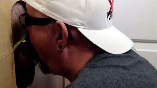 He really loves blowing that glory hole tool like a pro