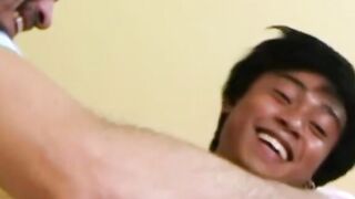 Young Asian tickled and feet licked by kinky mature daddy