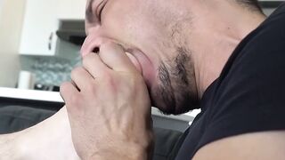 Handsome Latino gives his friend a foot massage and worship