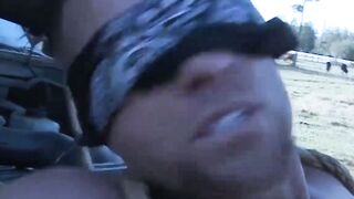 Muscular gay tied up and oiled during BDSM for wild hunk