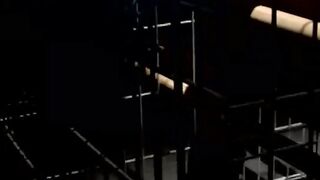 Stunning blindfolded slave caught and dominated in cage
