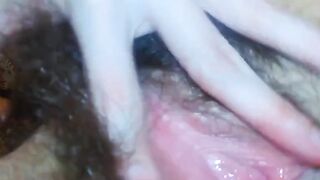French Brunette Spreads and Teases Her Hairy Pussy on Webcam 4