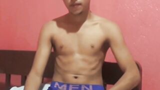 Cute amateur Latino Elian masturbates solo in his bedroom
