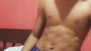 Cute amateur Latino Elian masturbates solo in his bedroom
