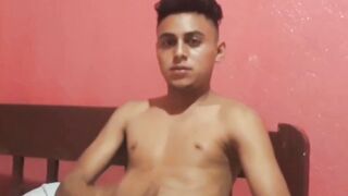 Cute amateur Latino Elian masturbates solo in his bedroom