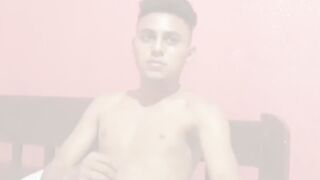 Cute amateur Latino Elian masturbates solo in his bedroom