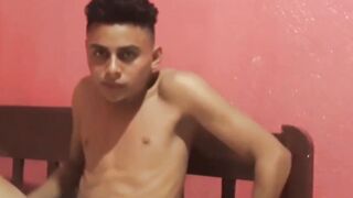 Cute amateur Latino Elian masturbates solo in his bedroom