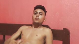 Cute amateur Latino Elian masturbates solo in his bedroom