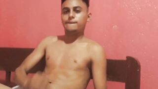 Cute amateur Latino Elian masturbates solo in his bedroom