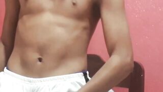 Cute amateur Latino Elian masturbates solo in his bedroom