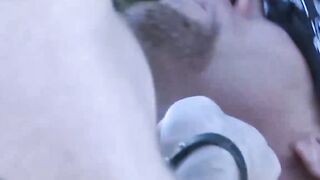 Submissive jock outdoor dominated by wild hunk