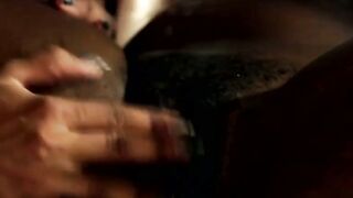 Hot ebony chicks Chanell and Daisy fuck hard in the cottage