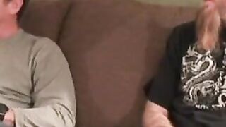 Kinky mature senior swallows rock hard cock from young hunk