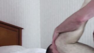 Hairy Asian cocksucker drilled doggystyle in raw bears 4some