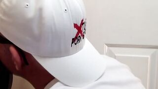 Fat dude shows his dick sucking technique in glory hole room