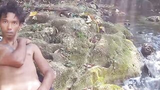 Horny teenager Arcam Brown moans during solo masturbation