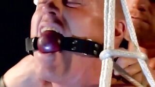 Tied up jock dominated by muscular gay and ass drilled