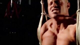 Tied up jock dominated by muscular gay and ass drilled