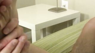Foot fetish teens Derick and Josh moan during jerking off