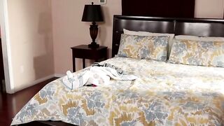 Older babe teaches tiny teen a lesson with a strap on