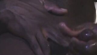 The big black dude jerks off in his secret haven at home the basement