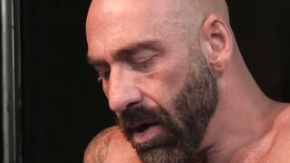 Hairy master enjoy licking and deepthroating by his slave