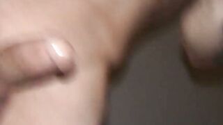 White twink loves to suck an enormous cock and jerks off from it