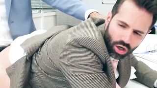 Suited hunk Dani Robles has his tight hairy ass rimmed hard