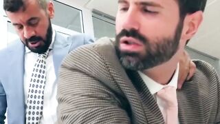 Suited hunk Dani Robles has his tight hairy ass rimmed hard